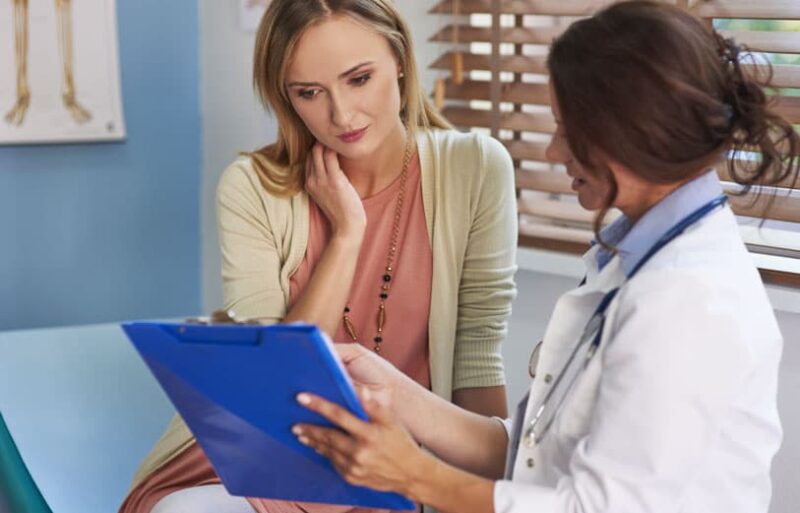 Woman at a routine visit at her doctor